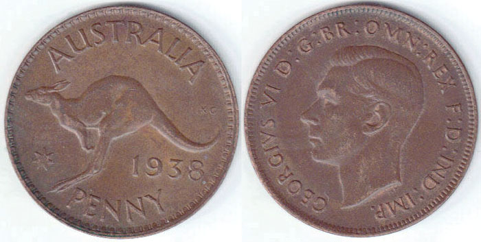 1938 Australia Penny (EF) A003110 - Click Image to Close